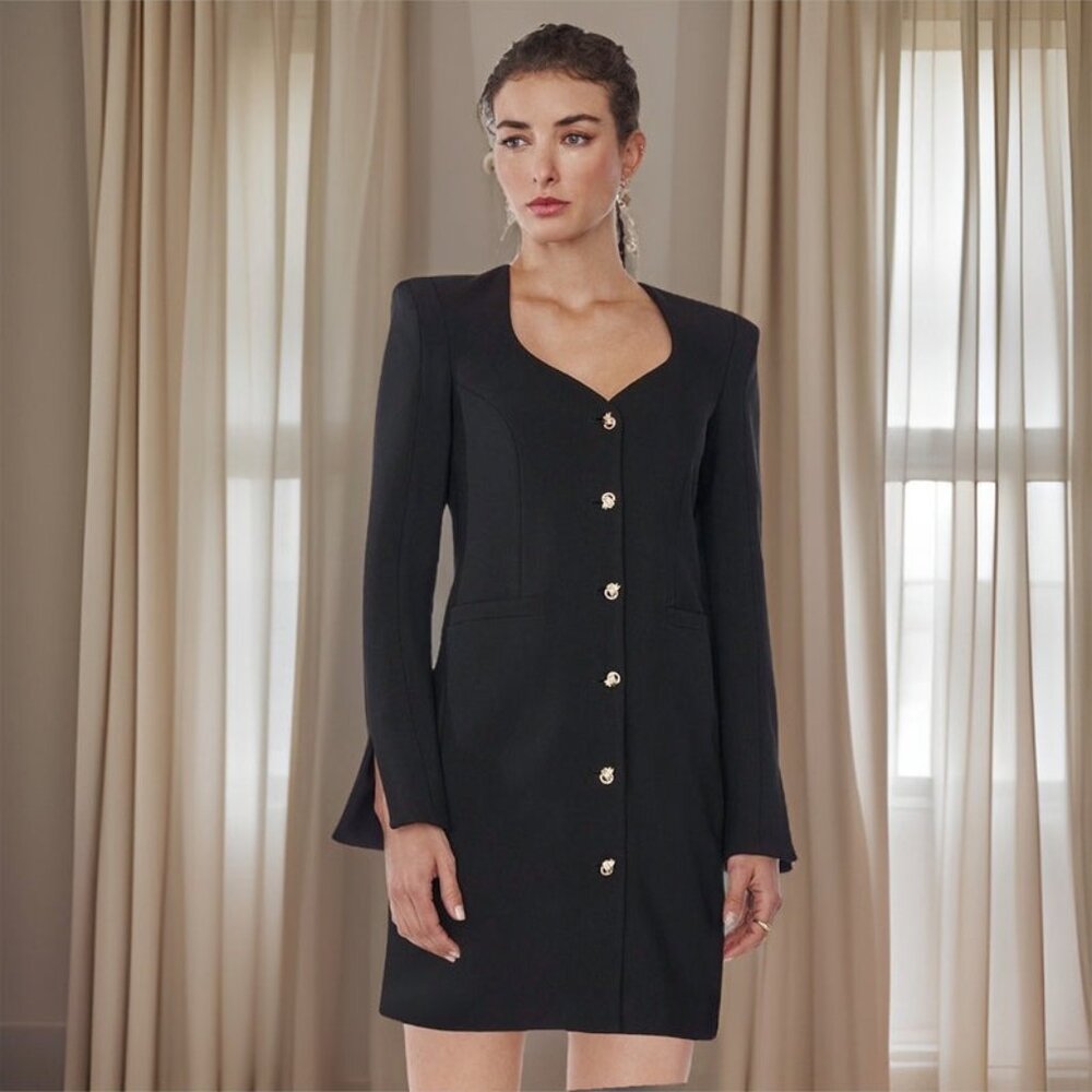 New Valentina Shah DEMI DRESS BLACK Blazer mini
